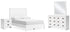 Binterglen Full Panel Bed with Mirrored Dresser and Nightstand in White - PKG016611