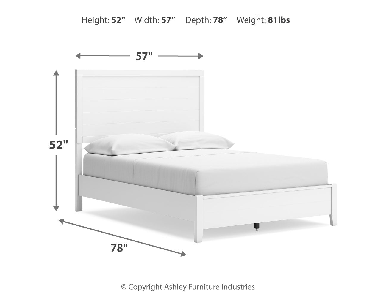 Binterglen Full Panel Bed with Mirrored Dresser in White - PKG016608
