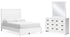 Binterglen Full Panel Bed with Mirrored Dresser in White - PKG016608