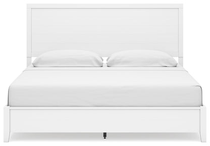 Binterglen King Panel Bed with 2 Nightstands in White from Ashley - Luna Furniture