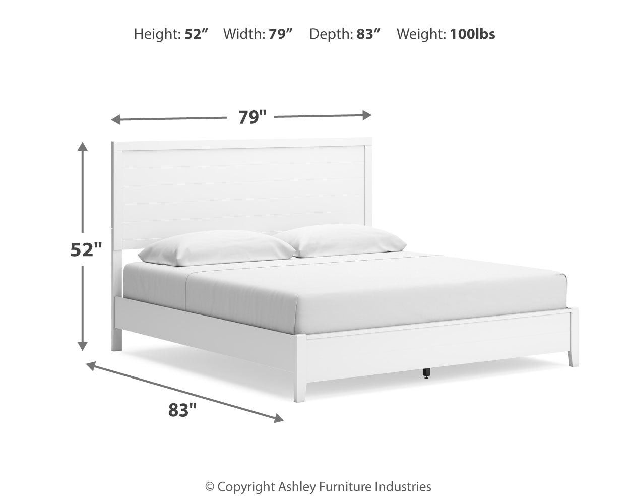 Binterglen King Panel Bed with 2 Nightstands in White from Ashley - Luna Furniture