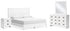 Binterglen King Panel Bed with Mirrored Dresser and Nightstand in White - PKG016712