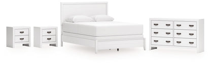 Binterglen Queen Panel Bed with Dresser and 2 Nightstands in White from Ashley - Luna Furniture