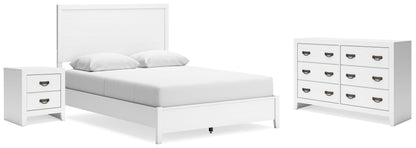Binterglen Queen Panel Bed with Dresser and Nightstand in White - PKG019196