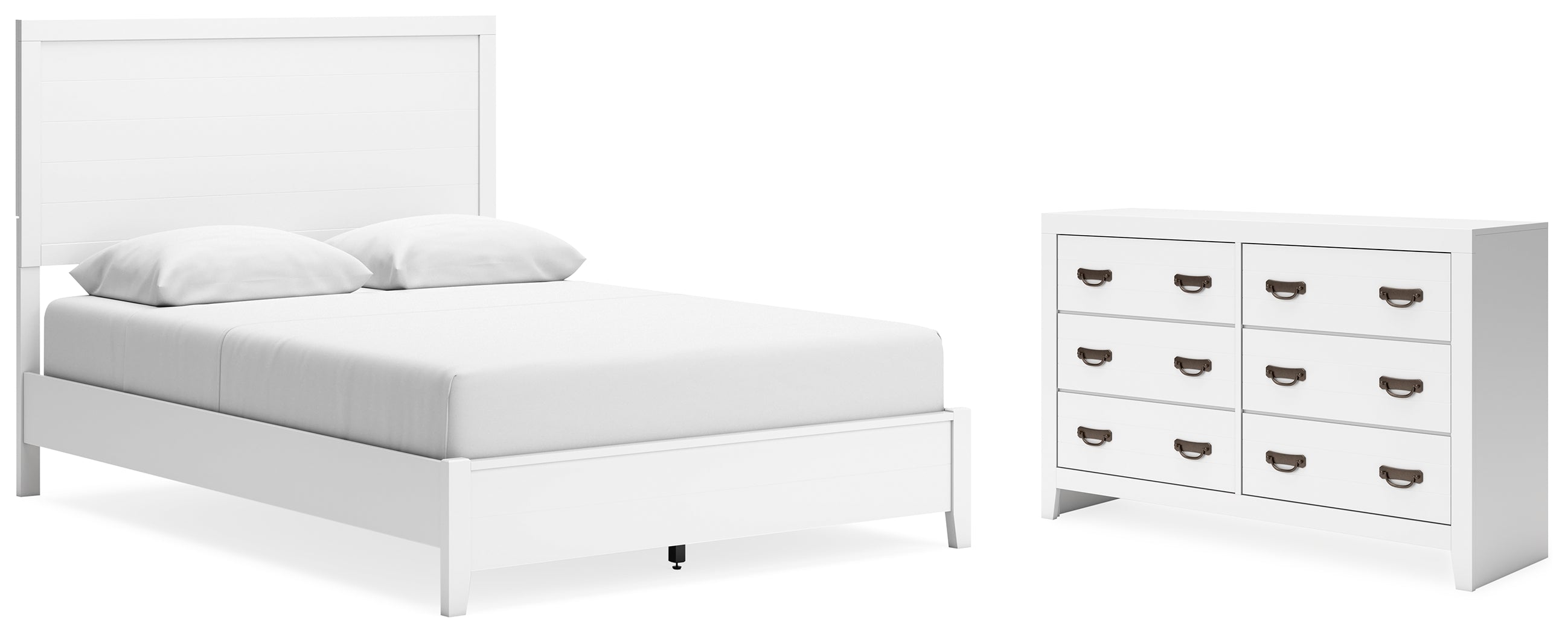 Binterglen Queen Panel Bed with Dresser in White - PKG016697