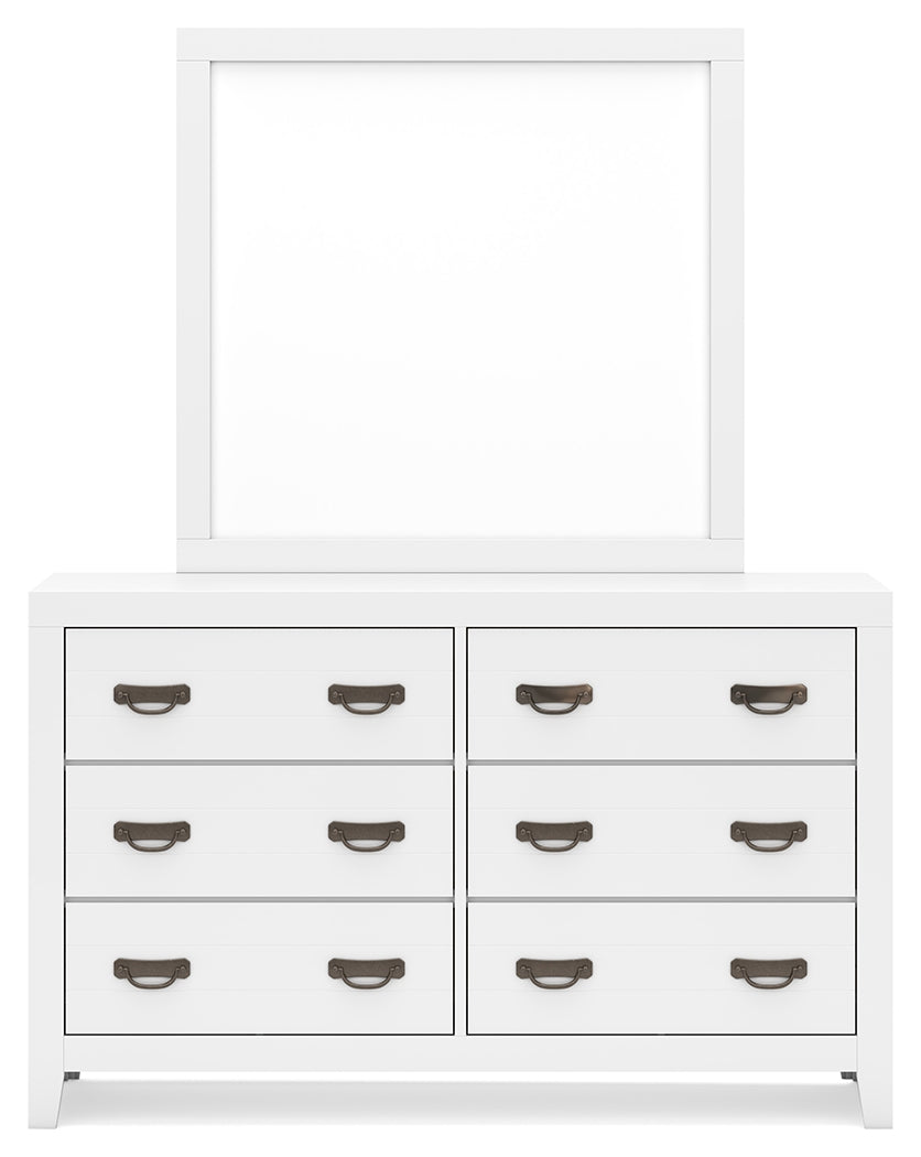 Binterglen Queen Panel Bed with Mirrored Dresser and Chest in White from Ashley - Luna Furniture