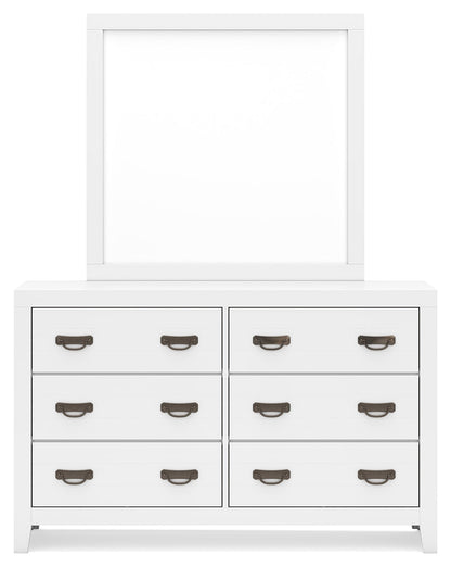 Binterglen Queen Panel Bed with Mirrored Dresser and Chest in White from Ashley - Luna Furniture