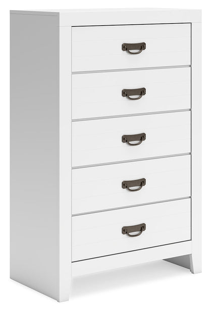 Binterglen Queen Panel Bed with Mirrored Dresser and Chest in White from Ashley - Luna Furniture