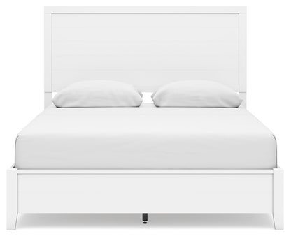 Binterglen Queen Panel Bed with Mirrored Dresser and Chest in White from Ashley - Luna Furniture
