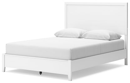 Binterglen Queen Panel Bed with Mirrored Dresser and Chest in White from Ashley - Luna Furniture