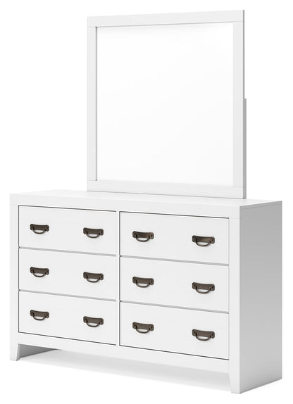Binterglen Queen Panel Bed with Mirrored Dresser and Chest in White from Ashley - Luna Furniture