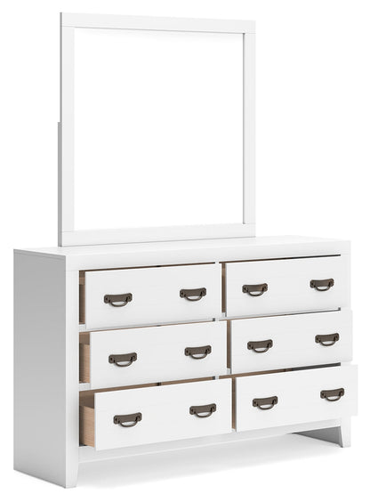 Binterglen Queen Panel Bed with Mirrored Dresser and Chest in White from Ashley - Luna Furniture