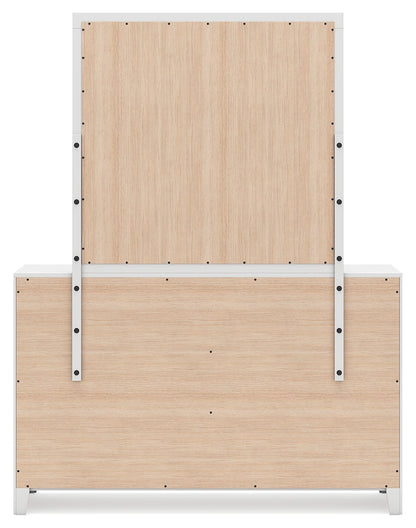 Binterglen Queen Panel Bed with Mirrored Dresser and Chest in White from Ashley - Luna Furniture