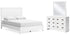 Binterglen Queen Panel Bed with Mirrored Dresser in White - PKG016700