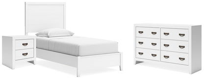 Binterglen Twin Panel Bed with Dresser and Nightstand in White - PKG019195