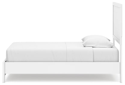 Binterglen Twin Panel Bed with Mirrored Dresser and 2 Nightstands in White - PKG016600