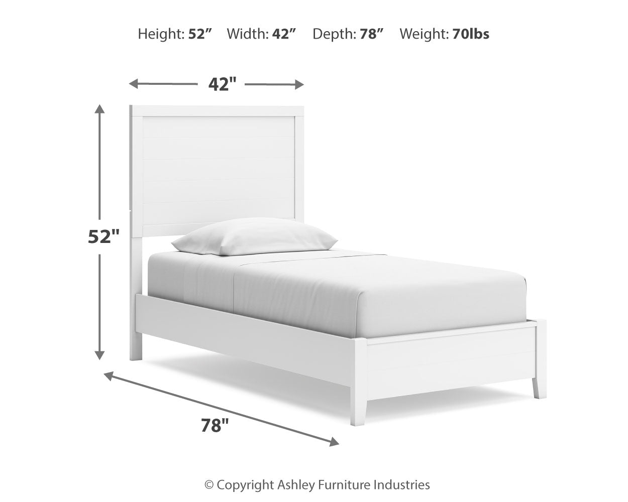Binterglen Twin Panel Bed with Mirrored Dresser and 2 Nightstands in White - PKG016600