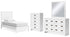 Binterglen Twin Panel Bed with Mirrored Dresser and Chest in White - PKG016603