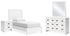 Binterglen Twin Panel Bed with Mirrored Dresser and Nightstand in White - PKG016602