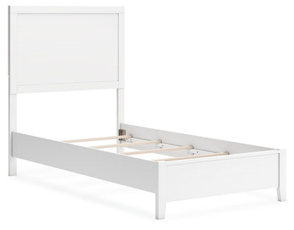 Binterglen Twin Panel Bed with Mirrored Dresser, Chest and 2 Nightstands in White - PKG016601