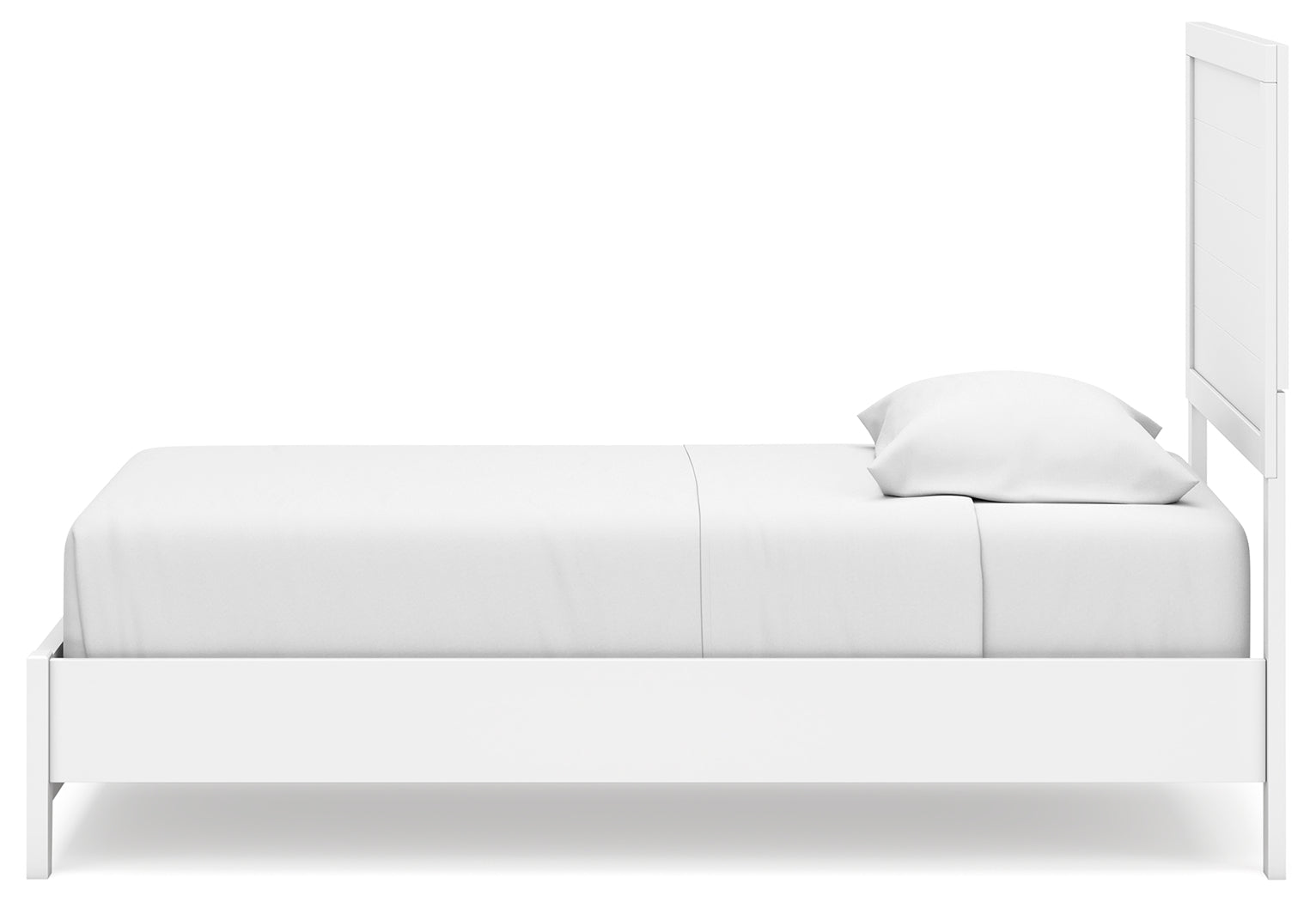 Binterglen Twin Panel Bed with Mirrored Dresser, Chest and 2 Nightstands in White - PKG016601