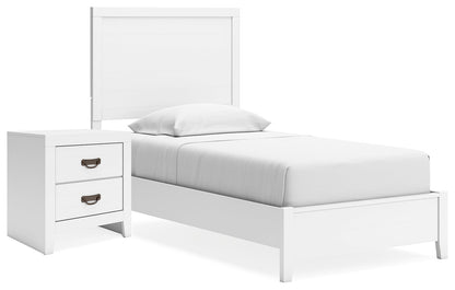 Binterglen Twin Panel Bed with Nightstand in White - PKG016598