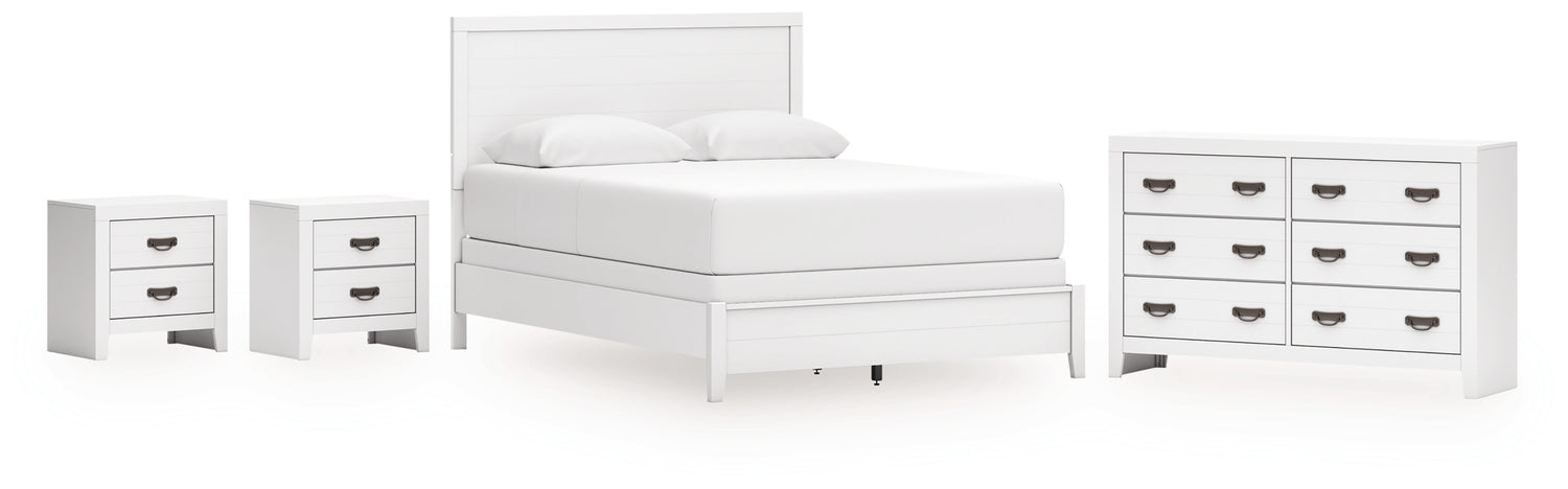 Binterglen White Queen Panel Bed, Dresser and 2 Nightstands - B427B15