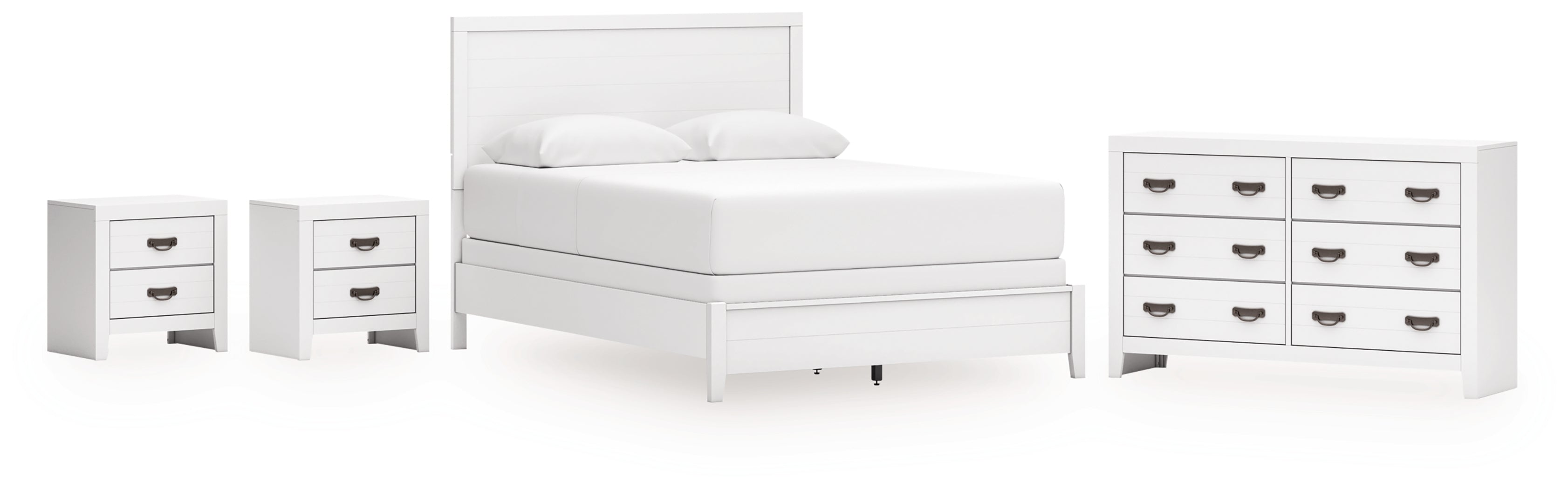 Binterglen White Queen Panel Bed, Dresser and 2 Nightstands - B427B15