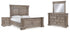 Blairhurst King Panel Bed with Mirrored Dresser and Nightstand in Light Grayish Brown from Ashley - Luna Furniture