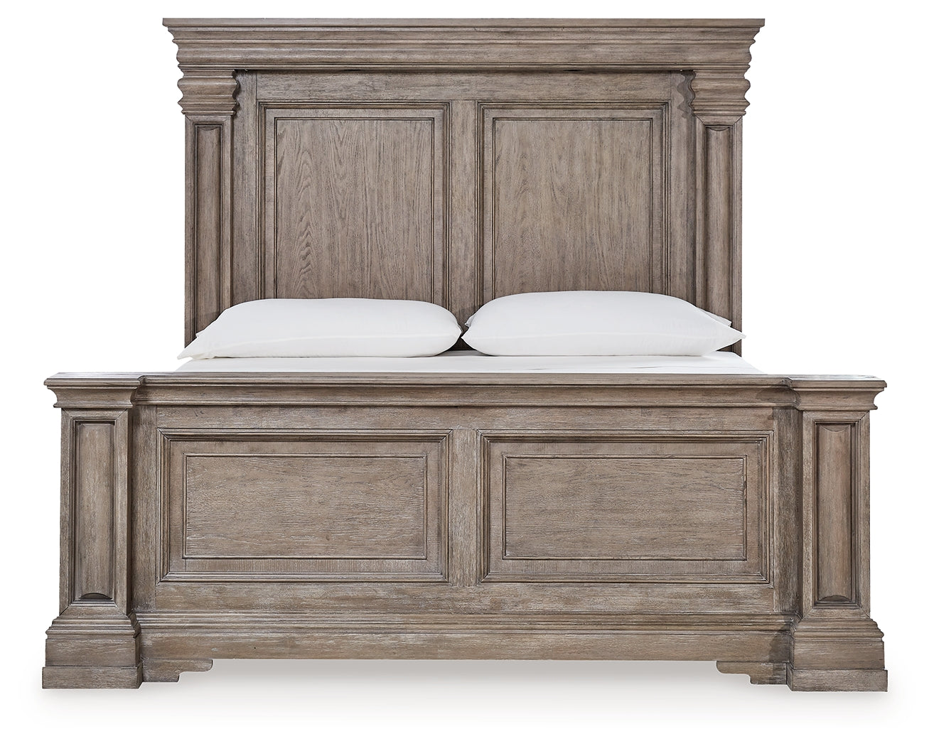 Blairhurst King Panel Bed with Mirrored Dresser, Chest and Nightstand in Light Grayish Brown from Ashley - Luna Furniture