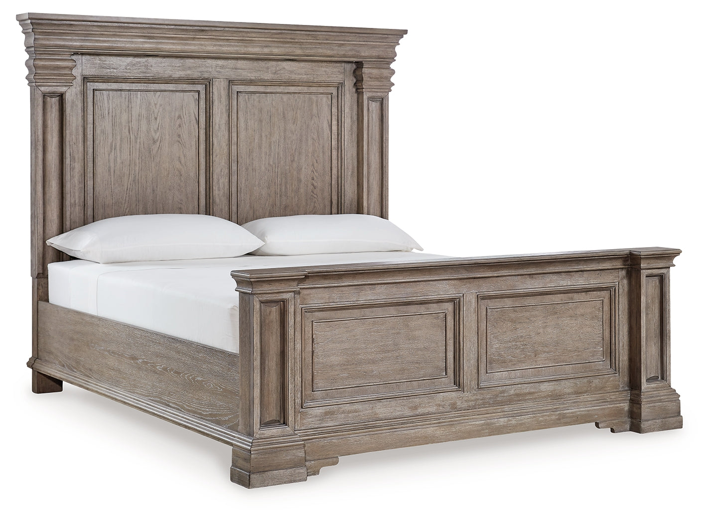 Blairhurst King Panel Bed with Mirrored Dresser, Chest and Nightstand in Light Grayish Brown from Ashley - Luna Furniture