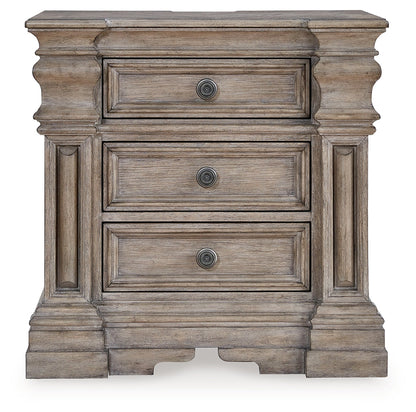 Blairhurst Queen Panel Bed with Mirrored Dresser, Chest and Nightstand in Light Grayish Brown from Ashley - Luna Furniture