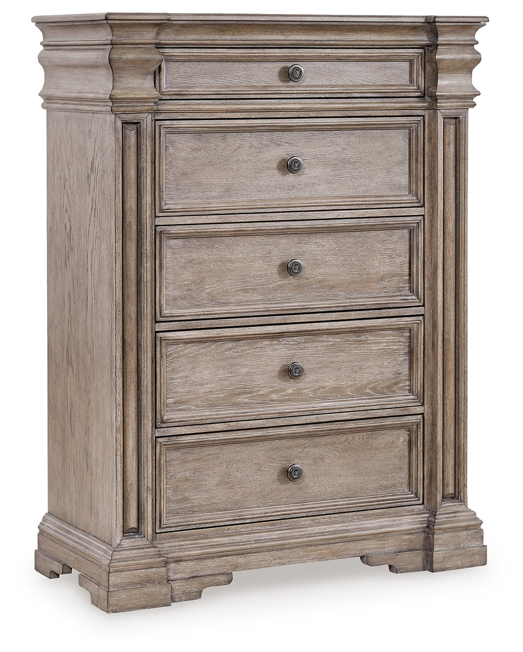 Blairhurst Queen Panel Bed with Mirrored Dresser, Chest and Nightstand in Light Grayish Brown from Ashley - Luna Furniture