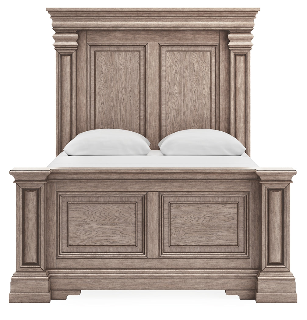 Blairhurst Queen Panel Bed with Mirrored Dresser, Chest and Nightstand in Light Grayish Brown from Ashley - Luna Furniture
