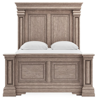 Blairhurst Queen Panel Bed with Mirrored Dresser, Chest and Nightstand in Light Grayish Brown from Ashley - Luna Furniture