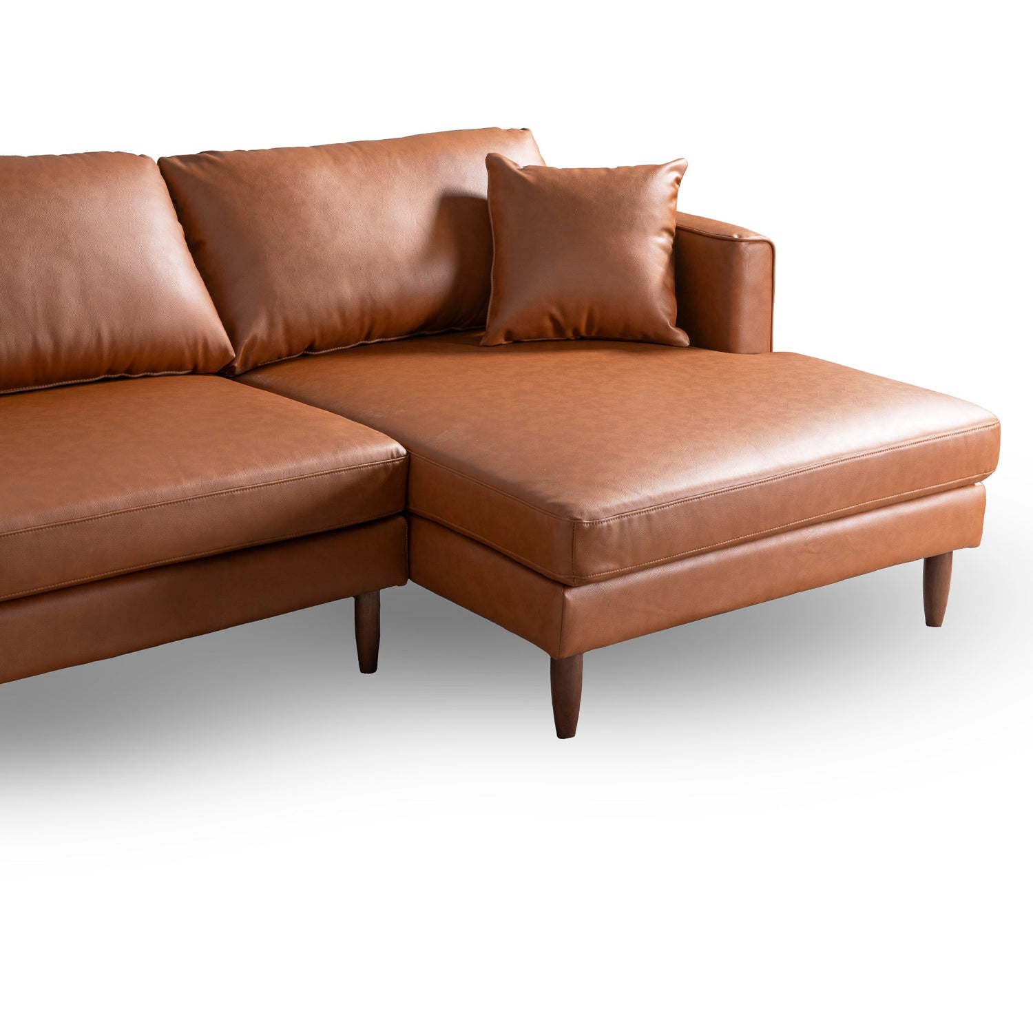 Blake L-Shaped Cognac Vegan Leather Sectional Sofa Right Facing - SEC02900722