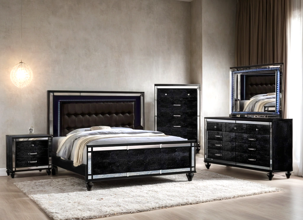 Blanca2 Black Bedroom Set Queen, King *4PC King - Blanca2 Black 4PC King