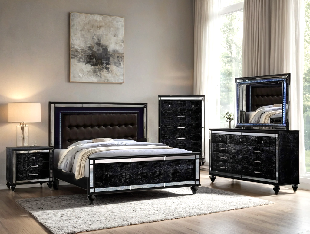 Blanca2 Black Bedroom Set Queen, King *5PC King - Blanca2 Black 5PC King