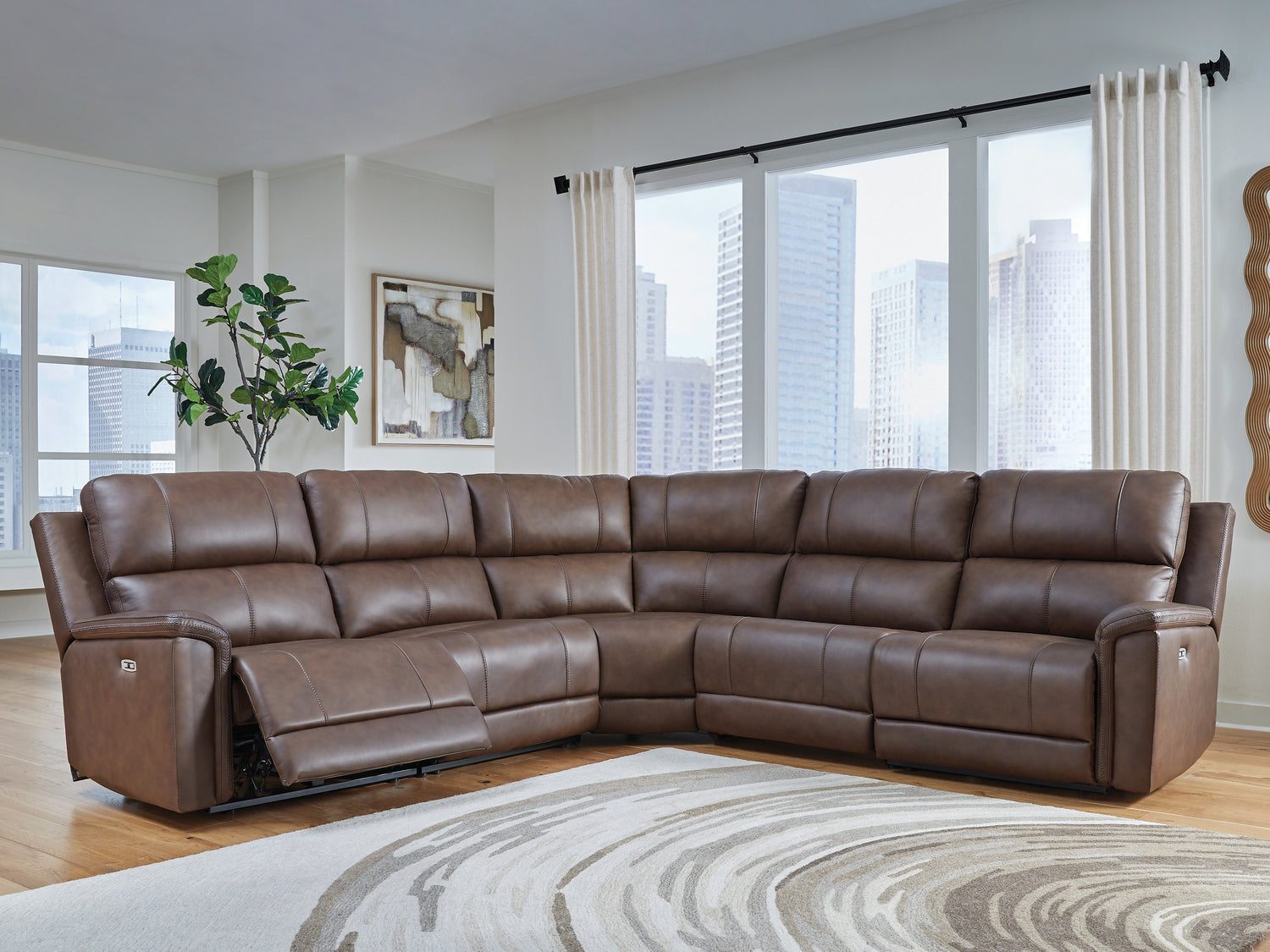 Bleckley Espresso 5-Piece Power Reclining Sectional - PCU12001S4