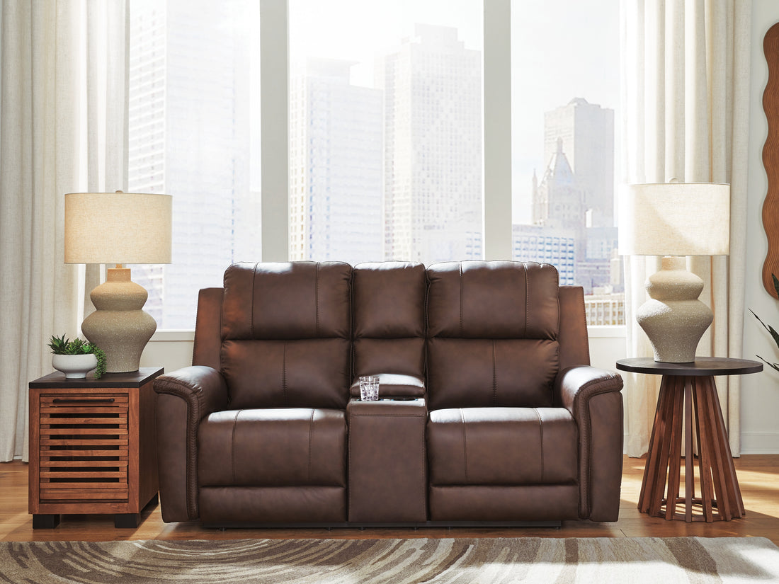 Bleckley Espresso Power Reclining Loveseat with Console - PCU1200118