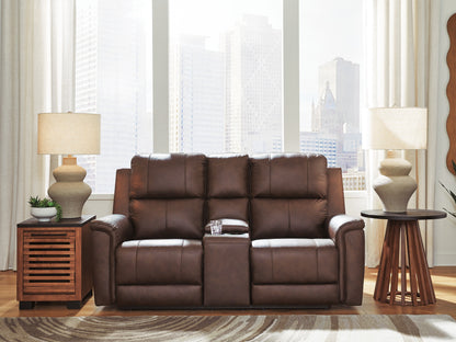 Bleckley Espresso Power Reclining Loveseat with Console - PCU1200118