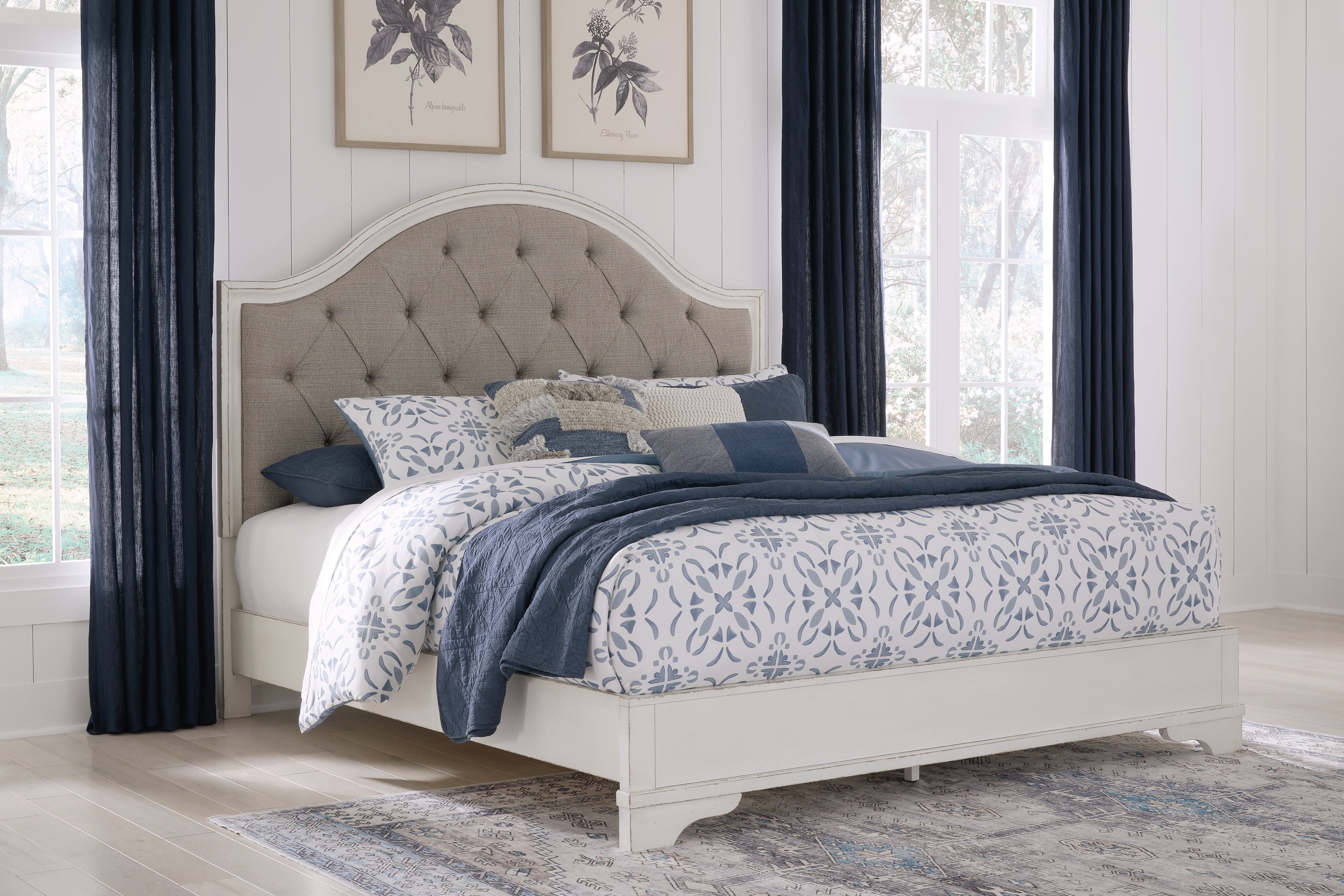 Blendon Rustic Brown King Upholstered Panel Bed - B747B3