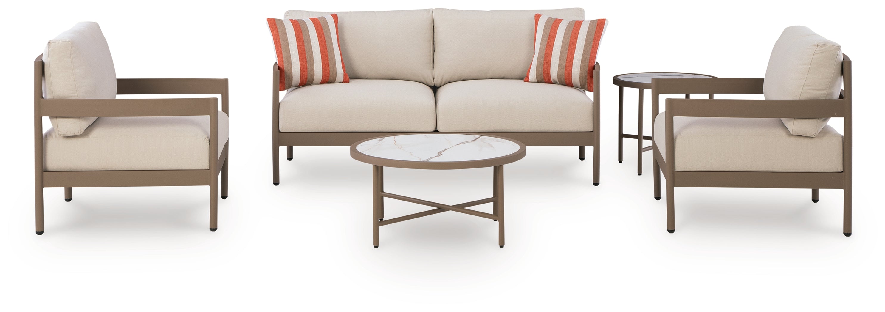 Bluff Trail Beige Outdoor Love/Chairs/Tables Set (Set of 5) - PCP383-080