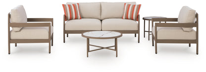 Bluff Trail Beige Outdoor Love/Chairs/Tables Set (Set of 5) - PCP383-080