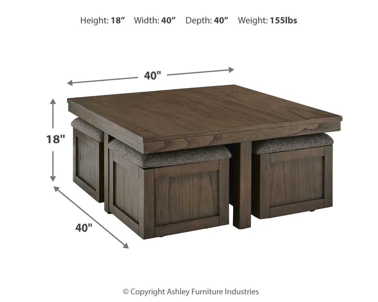 Boardernest Coffee Table with 1 End Table in Brown - PKG015856