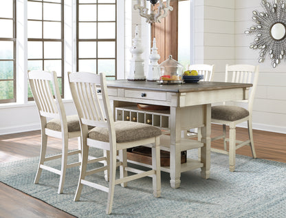 Bolanburg Antique White Counter Height Dining Table and 4 Barstools - D647D37