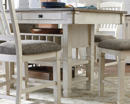 Bolanburg Antique White Counter Height Dining Table and 4 Barstools - D647D37
