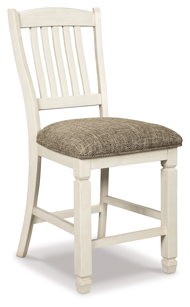Bolanburg Antique White Counter Height Dining Table and 4 Barstools - D647D37