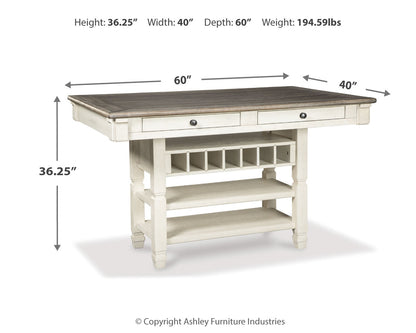 Bolanburg Antique White Counter Height Dining Table and 4 Barstools - D647D37