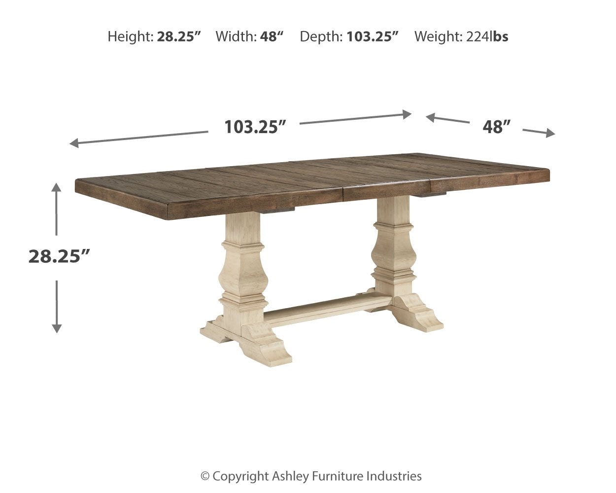 Bolanburg Antique White Dining Extension Table,10 Chairs and Server - D647D35
